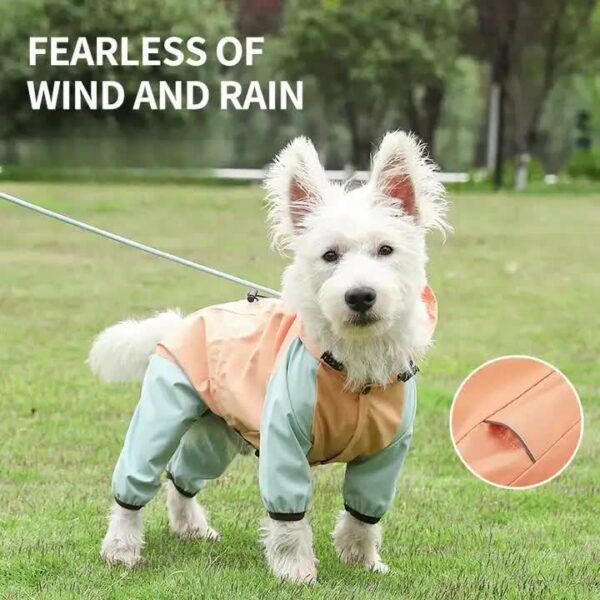 Fanno-Dog Raincoat Waterproof Windproof Size M Orange Comfortable Outdoor