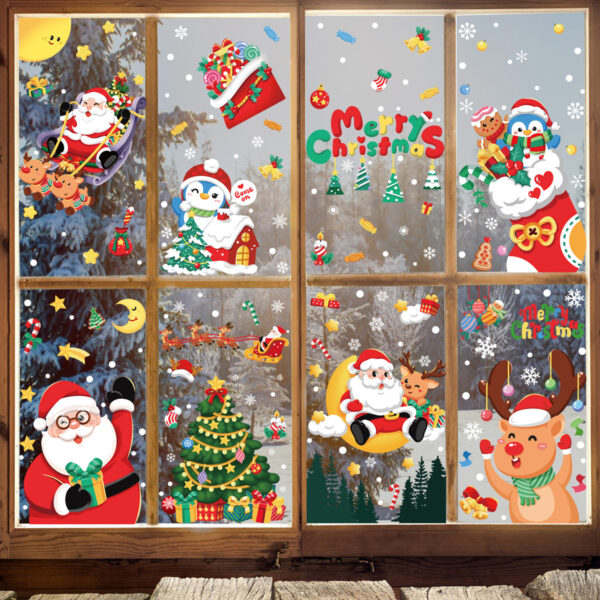 Fanno-Christmas window stickers Santa Claus penguins reindeer colorful 25x35cm