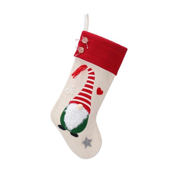 Fanno-Christmas Gnome Stocking with Red Striped Hat and Decorations - Holiday Decor (3 pieces)