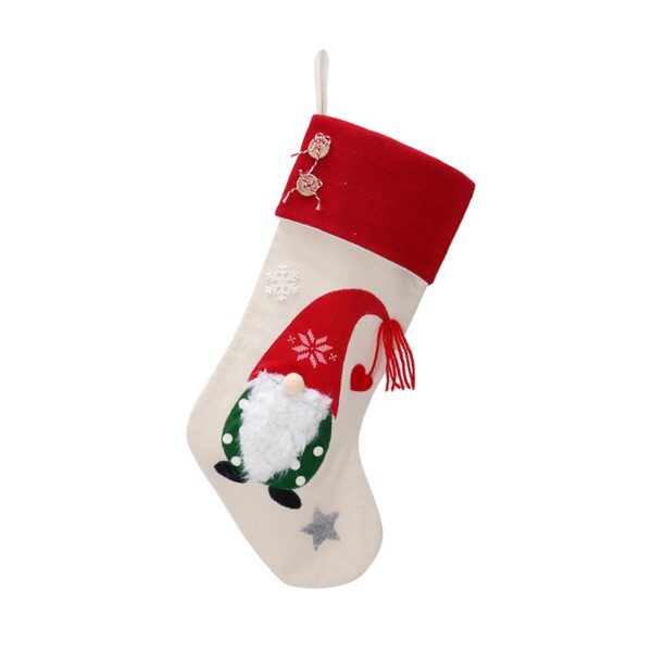 Fanno-Christmas Gnome Stocking with Red Striped Hat and Decorations - Holiday Decor (3 pieces)