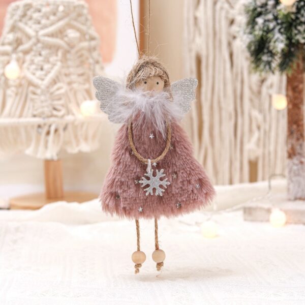 Fanno-Fluffy Angel Hanging Ornament with Heart and Glitter Wings - Christmas Tree Decoration 16*10 cm Pink(6 pieces)