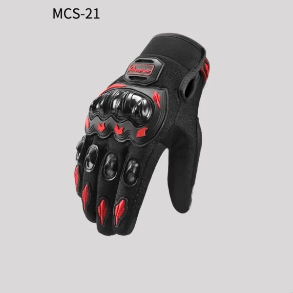 Fanno-High-Performance Motorcycle Riding Gloves with Hard Knuckle Protection - Anti-Slip  Touchscreen Compatible  Neon  (Red M size)