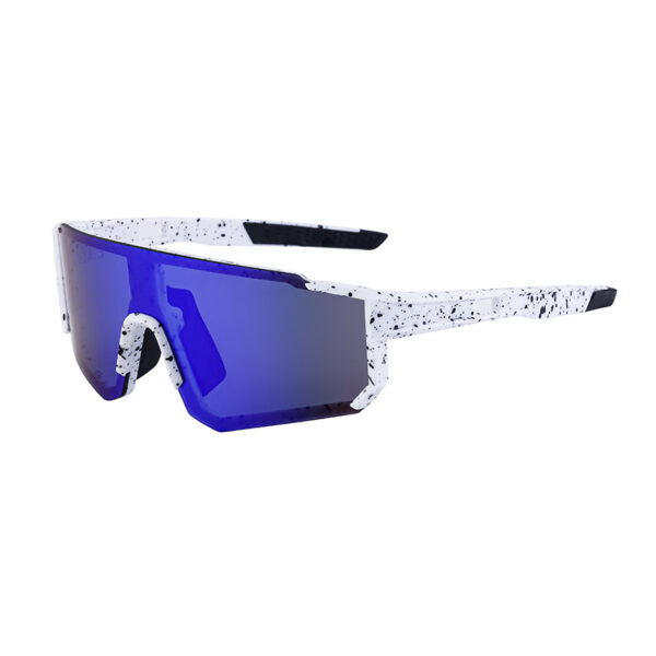 Fanno-Ink Dot White Frame Blue Mirrored Sports Sunglasses