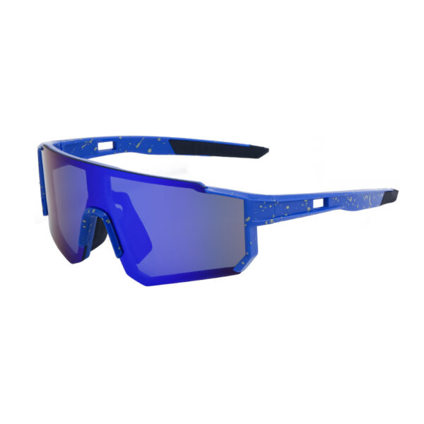 Fanno-Blue Frame Sports Sunglasses with Splatter Design & UV400 Mirrored Lens