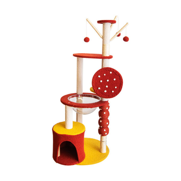 Fanno-Cat Tree with Candied Hawthorn Theme  Featuring Multiple Platforms  Scratching Posts 50*58*130cm