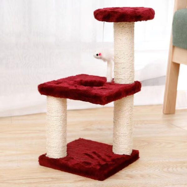 Fanno-Cat Tree with Two Platforms  Scratching Posts  and Hanging Mouse Toy 40*15*20cm