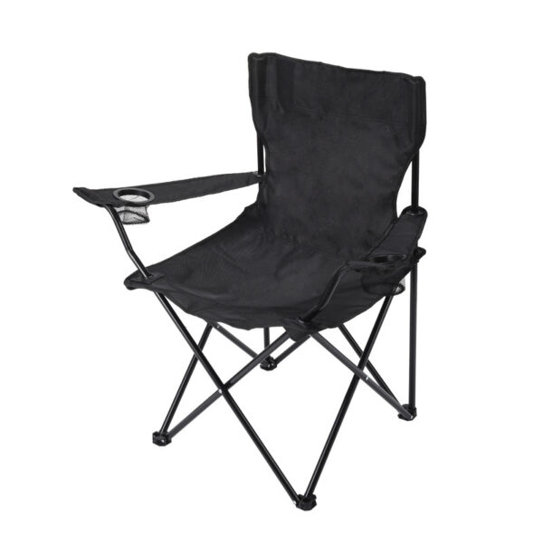 Fanno-2pcs Black Portable Folding Camping Chair with Armrests and Cup Holder