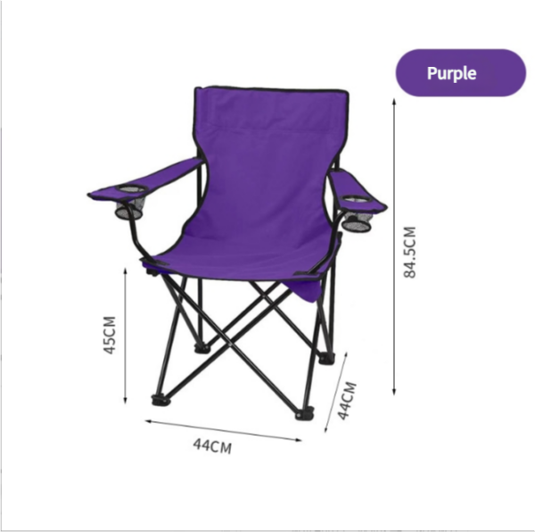 Fanno-2pcs purple Portable Folding Camping Chair with Armrests and Cup Holder