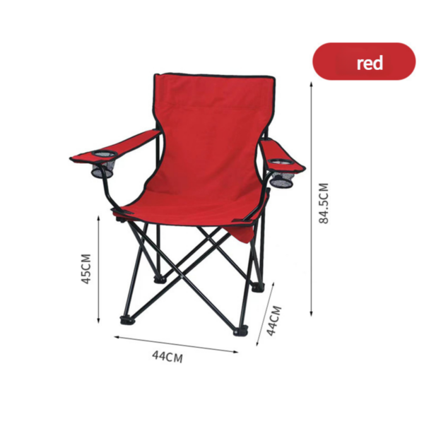 Fanno-2pcs Red Portable Folding Camping Chair with Armrests and Cup Holder