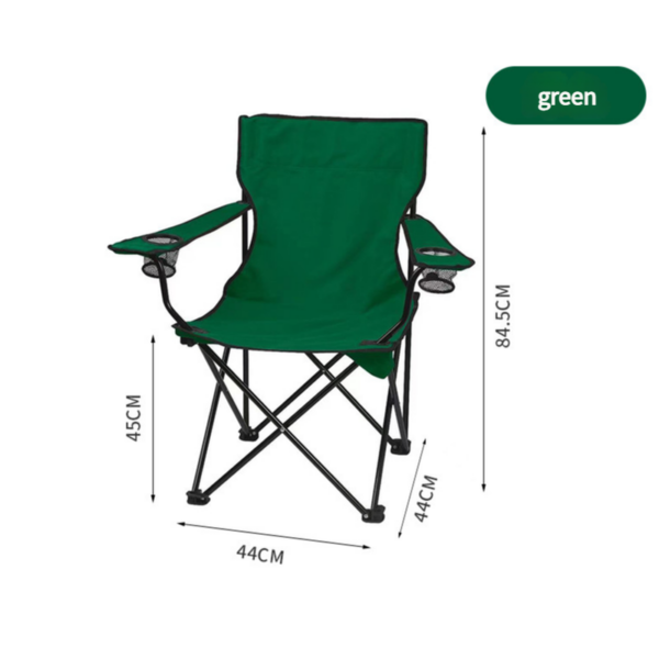 Fanno-2pcs Green Portable Folding Camping Chair with Armrests and Cup Holder