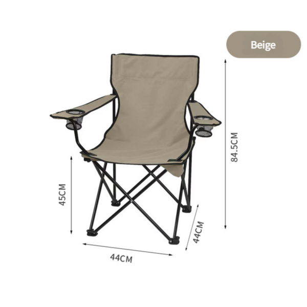 Fanno-2pcs Cream Portable Folding Camping Chair with Armrests and Cup Holder