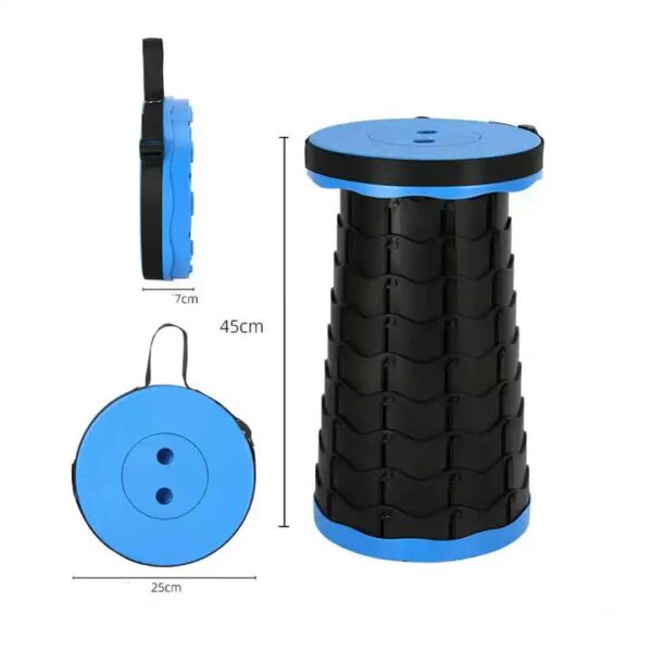 Fanno-Portable Collapsible Telescopic Stool - Foldable  Lightweight  Adjustable  and Compact Camping Chair (Blue-Black)