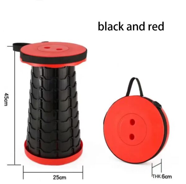 Fanno-Portable Collapsible Telescopic Stool - Foldable  Lightweight  Adjustable  and Compact Camping Chair (Red-black)