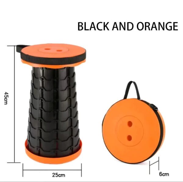 Fanno-Portable Collapsible Telescopic Stool - Foldable  Lightweight  Adjustable  and Compact Camping Chair (Orange-black)