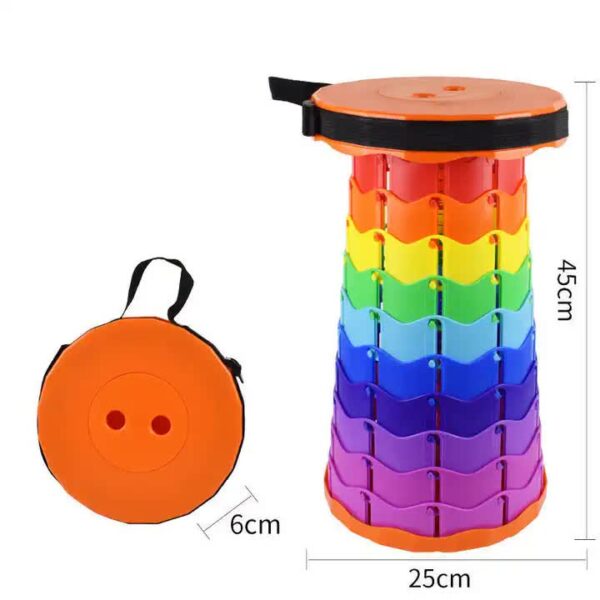 Fanno-Rainbow Telescopic Stool - Collapsible  Portable  Foldable  and Adjustable Compact Chair (Orange-Top)