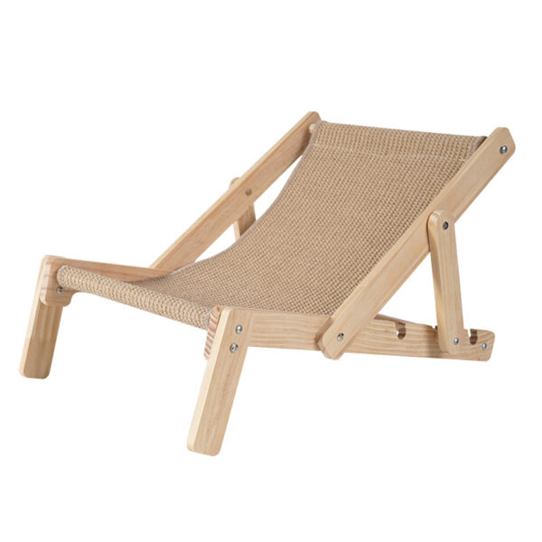 Fanno-Adjustable Wooden Cat Lounge Chair - Comfortable Woven Hammock for Cats