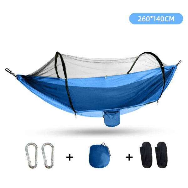 Fanno-Outdoor Camping Hammock with Mosquito Net - Lightweight 260x140cm  Portable Travel & Hiking Gear Blue