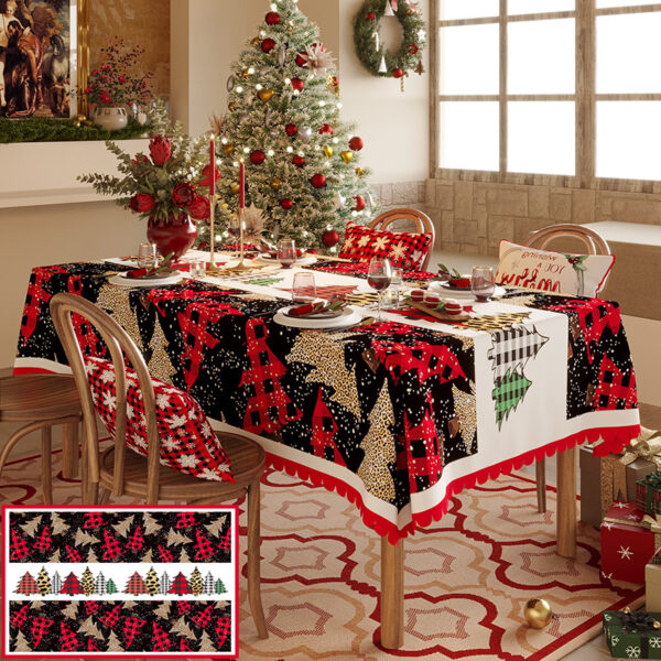 Fanno-Christmas Tree Pattern Tablecloth - Festive Holiday Dining Table Cover  100*100cm