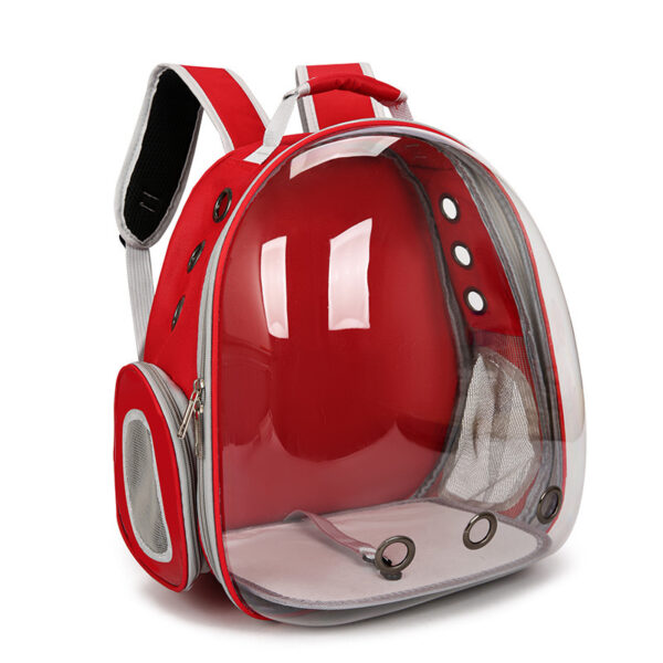 Fanno-Red Pet Carrier Backpack with Transparent Window 33*18*42cm