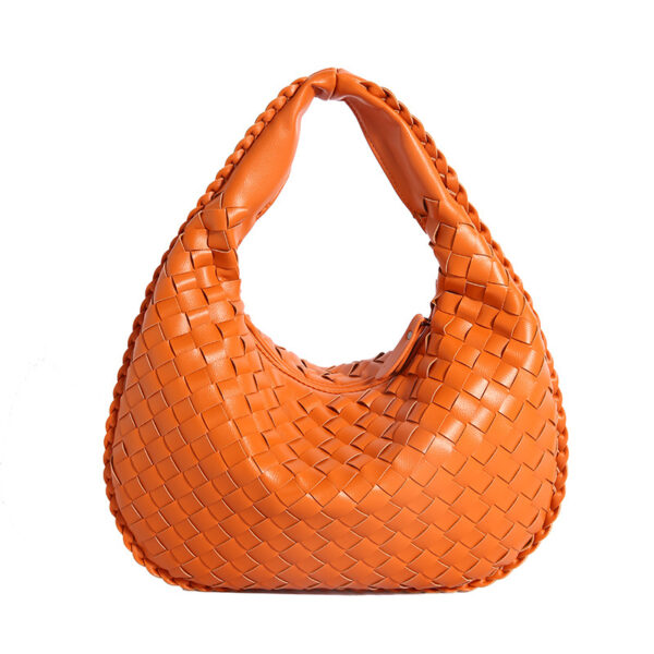 Fanno-Luxury Woven PU Leather Hobo Bag - Elegant Shoulder Tote 34*21cm (Orange)