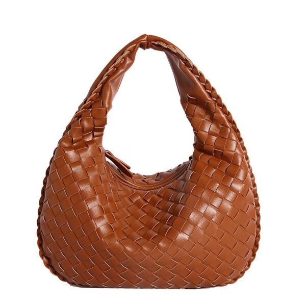 Fanno-Luxury Woven PU Leather Hobo Bag - Elegant Shoulder Tote 34*21cm (Brown)