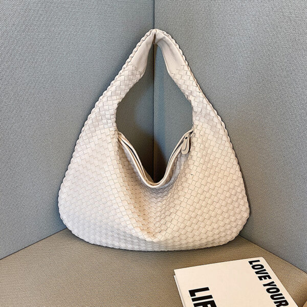 Fanno-Elegant Woven PU Leather Hobo Bag - Soft Shoulder Tote 47*32cm (off-white)