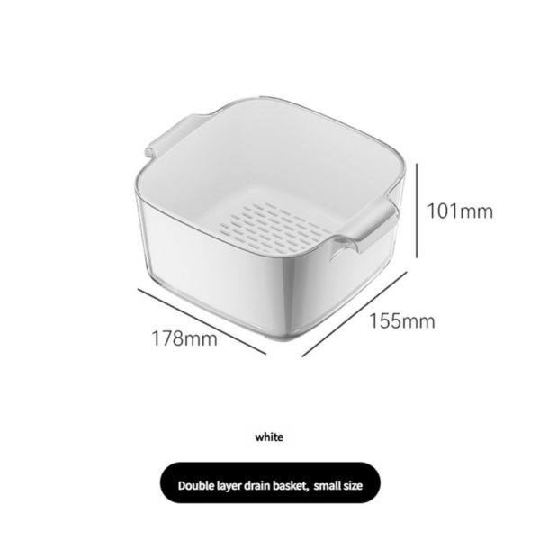 Fanno-Two-Layer Drain Basket Colander - Small Size (White  2 set)