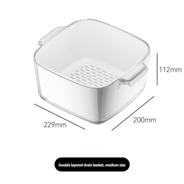 Fanno-Two-Layer Drain Basket Colander - Medium Size (White  2 set)