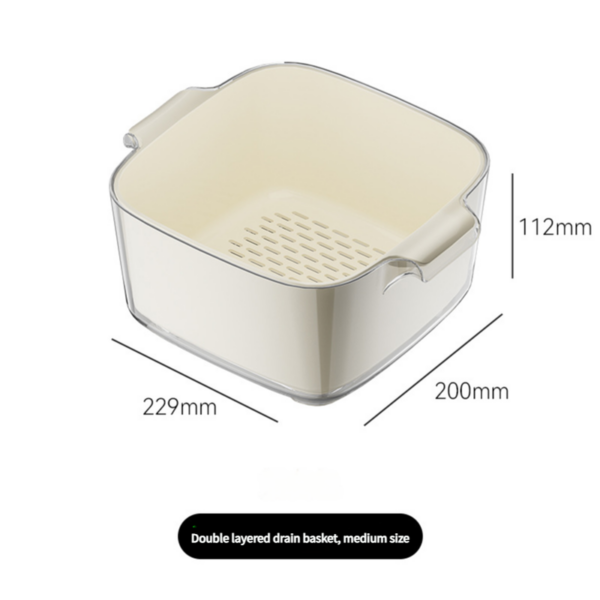 Fanno-Two-Layer Drain Basket Colander - Medium Size (Ivory  2 set)