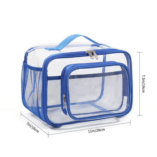 Fanno-Clear PVC Tote Bag with Handle - Transparent Stadium-Approved Travel Organizer(Blue)