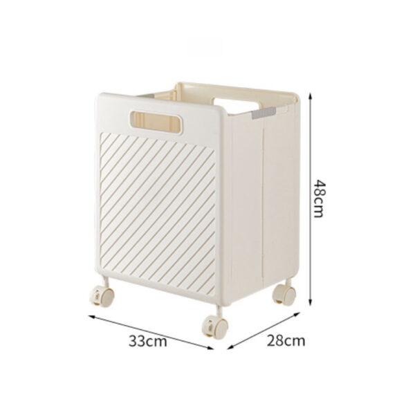 Fanno-Foldable Laundry Basket with Wheels - Portable Rolling Hamper for Home Use 33*28*48cm Cream Yellow