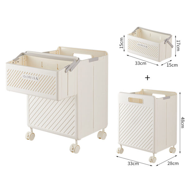 Fanno-Foldable Laundry Basket with Wheels - Portable Rolling Hamper for Home Use Storage laundry basket combination 33*28*48cm Cream Yellow