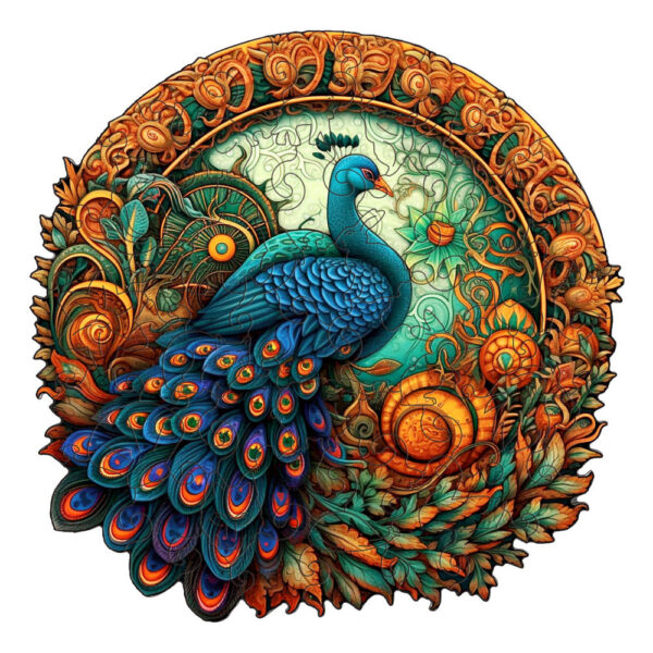 Fanno-Round Peacock Wooden Puzzle - Intricate Nature-Inspired Art Puzzle(S-paper box-H161)