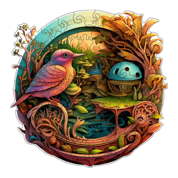 Fanno-Fantasy Bird Wooden Puzzle - Intricate Nature-Themed Circular Puzzle(S-paper box-H186)