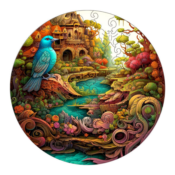 Fanno-Fantasy Bird Wooden Puzzle - Intricate Nature-Themed Circular Puzzle(L-paper box-H187)