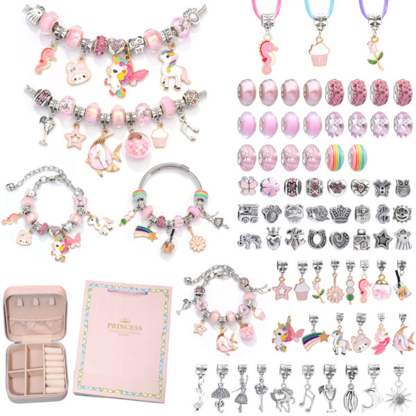 Fanno-DIY Charm Bracelet Making Kit - Colorful Beads and Charms Set with Storage Box(76PCS)