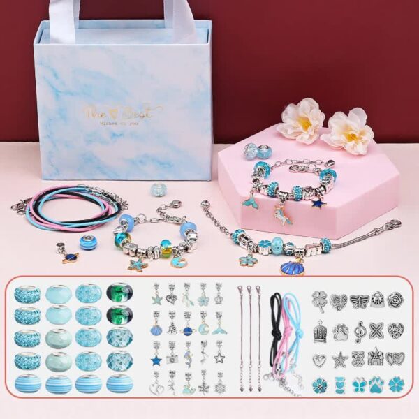 Fanno-DIY Charm Bracelet and Necklace Making Kit - Luxury Gift Set with Drawer Box (66PCS)