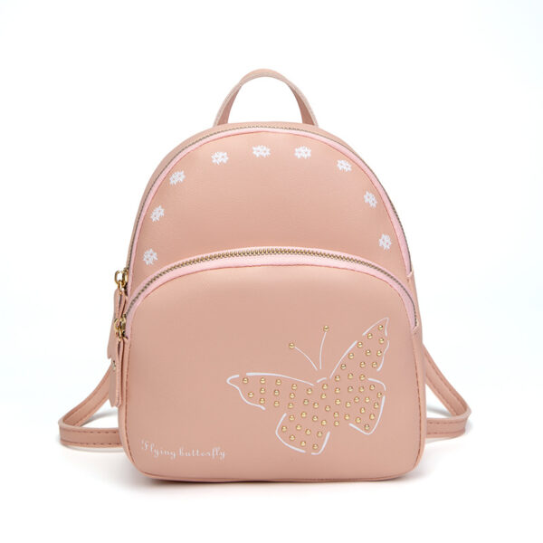 Fanno-Mini Faux Leather Backpack with Butterfly Design -Pink Cute Backpack for Girls