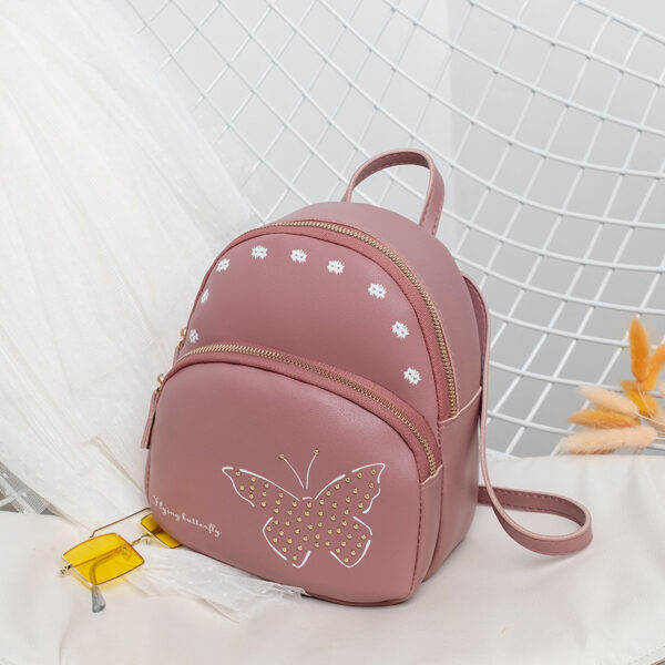 Fanno-Mini Faux Leather Backpack with Butterfly Design -Purple Cute Backpack for Girls