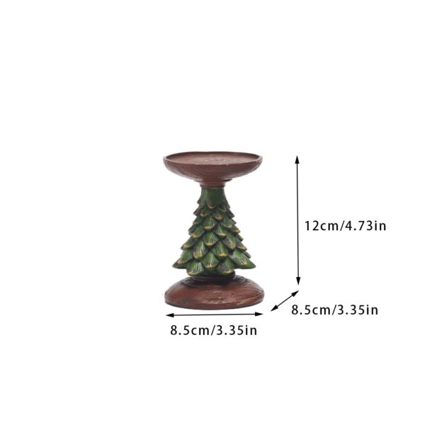 Fanno-Christmas Tree Candle Holder - Rustic Resin Pillar Stand  12cm Festive Decoration