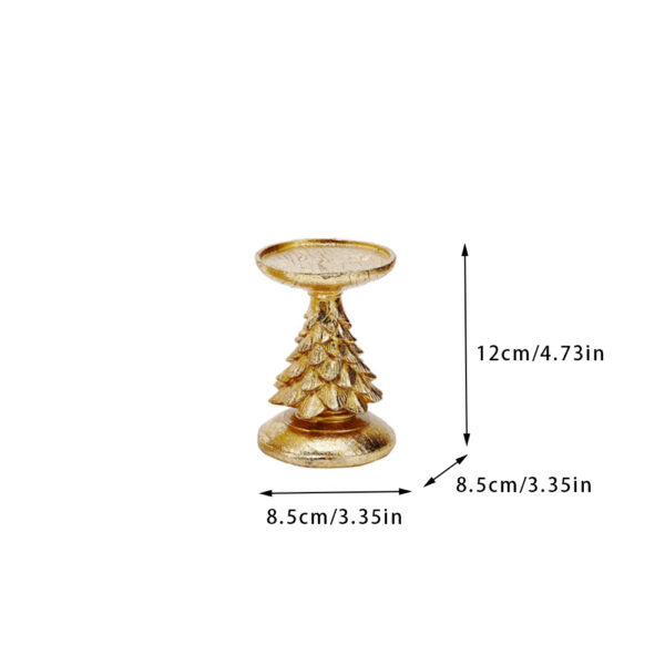 Fanno-Gold Christmas Tree Candle Holder - Elegant Resin Pillar Stand  12cm Festive Decoration