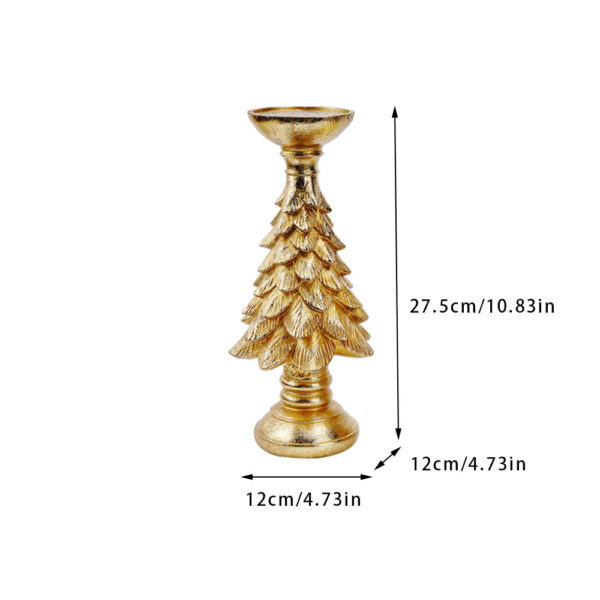 Fanno-Gold Christmas Tree Candle Holder - Elegant Resin Pillar Stand  27.5cm Festive Decoration