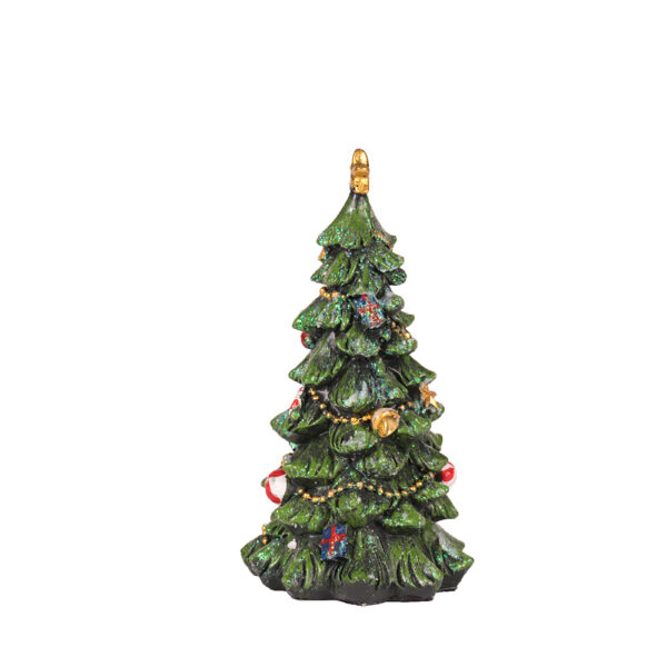 Fanno-Christmas Tree Figurine - Festive Resin Decoration with Ornaments  17cm Holiday Decor