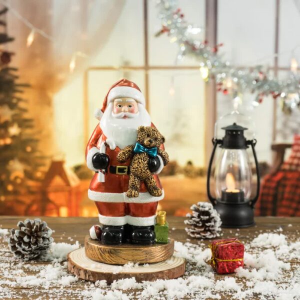 Fanno-Santa Claus Figurine with  - 18cm Festive Resin Christmas Decoration