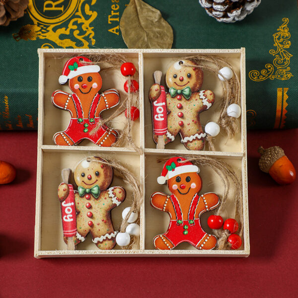 Fanno-(2 set)Christmas Gingerbread Ornaments Set - Festive Wooden Decorations for Tree  Set of 12