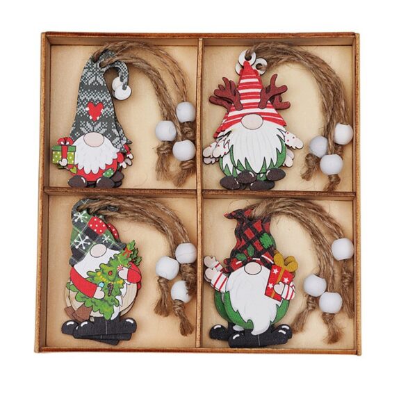 Fanno-(2 set)Christmas Gnome Ornaments Set - Festive Wooden Decorations for Tree  Set of 12