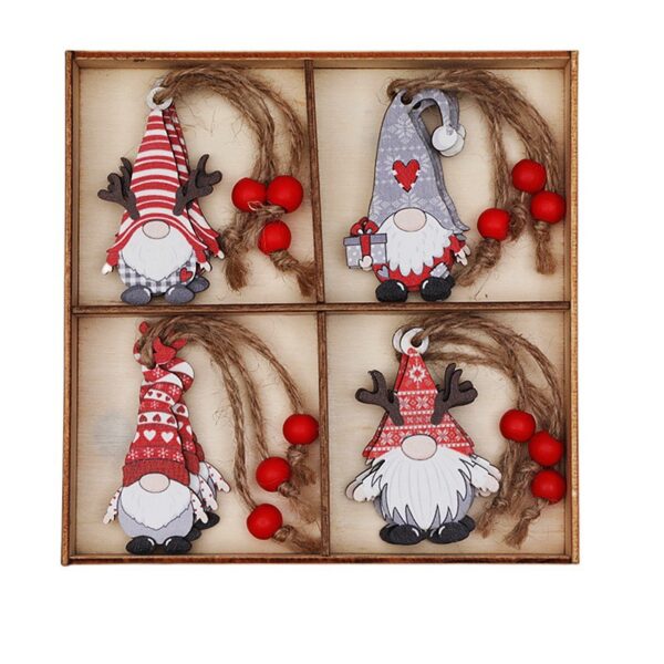 Fanno-(2 set)Christmas Gnome Ornaments Set - Festive Wooden Decorations for Tree  Set of 12