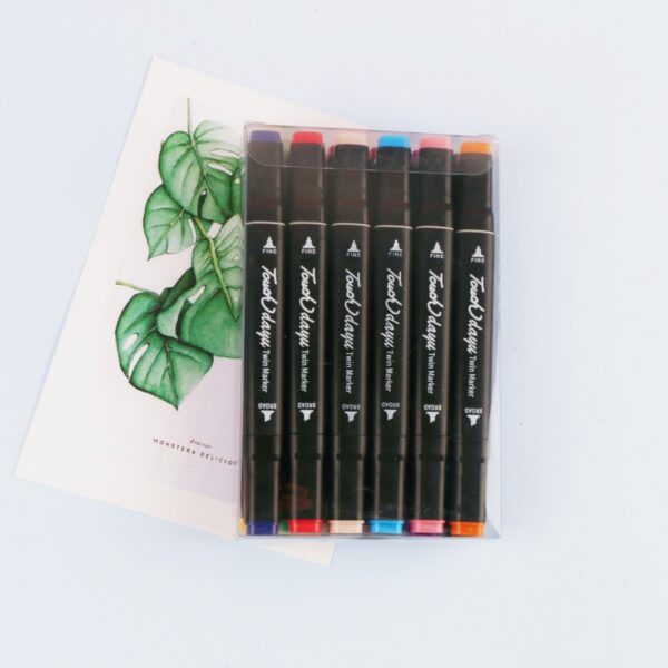 Fanno-Professional Dual-Tip Marker Set - 12 Colors with Color-Coded Caps for Easy Identification