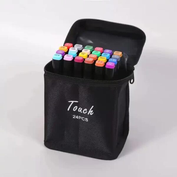 Fanno-Professional Dual-Tip Marker Set - 24 Colors with Color-Coded Caps for Easy Identification