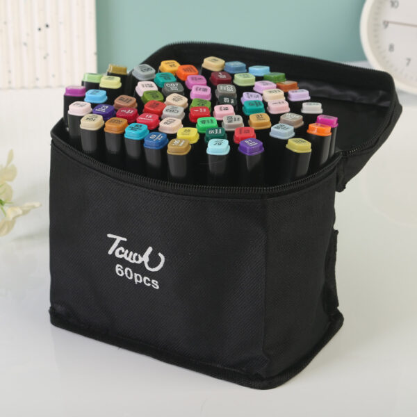 Fanno-Professional Dual-Tip Marker Set - 60 Colors with Color-Coded Caps for Easy Identification